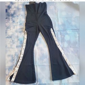 PrettyLittleThing Tube Top Pull On Fit & Flare Snap White Stripe Side Jumpsuit 6